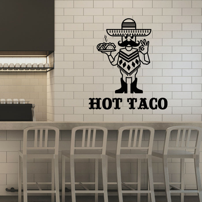 Vinyl Wall Decal Hot Taco KItchen Mexican Food Cafe Mexican Sombrero Stickers Mural (g8607)