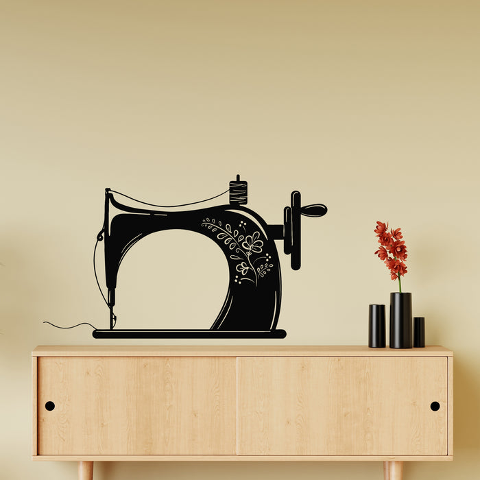 Vinyl Wall Decal Vintage Sewing Machine Sewing Seamstress Tailor Stickers Mural (g9988)