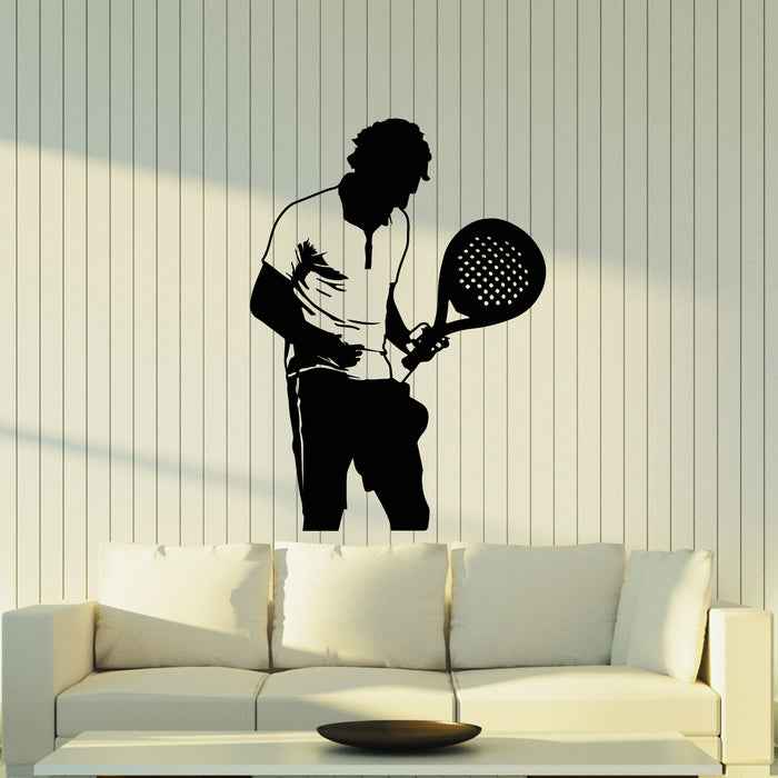 Vinyl Wall Decal Padel Player Tennis Man Silhouette Racket Sport Stickers Mural (g8525)
