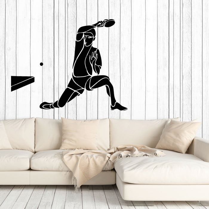 Vinyl Wall Decal Table Tennis Male Player With Racket Ping Pong Stickers Mural (g8527)