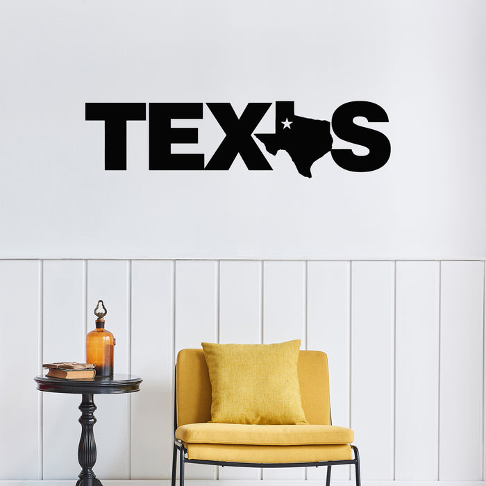 Vinyl Wall Decal USA State of Texas Words Map Star Living Room Stickers Mural (g9333)