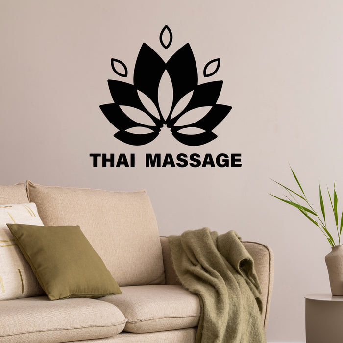 Vinyl Wall Decal Lotus Icons Thai Massage Therapy Relax Studio Stickers Mural (g8997)