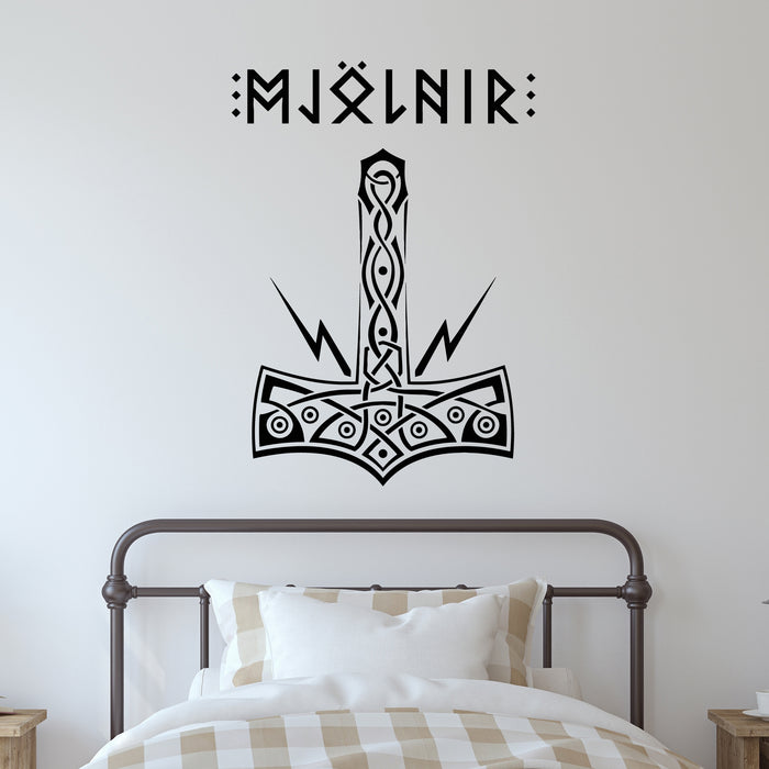 Vinyl Wall Decal Mjolnir Hammer Of Thor Scandinavian Style Stickers Mural (L060)