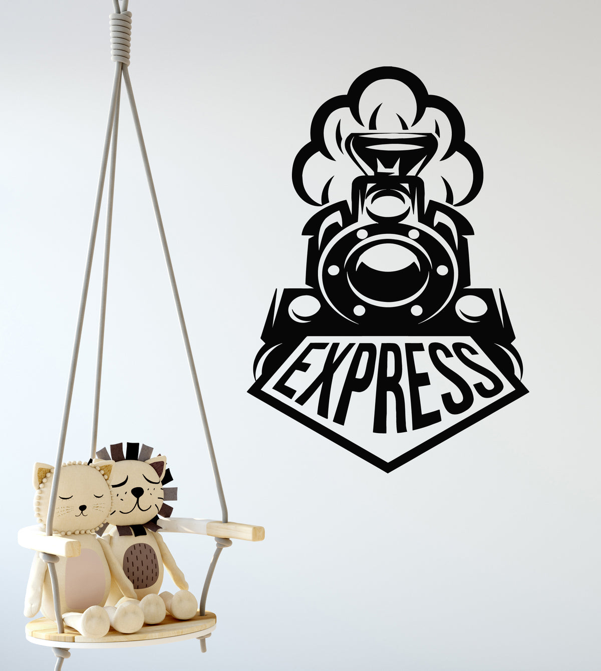 Vinyl Wall Decal Train Express Retro Locomotives Smoke Rails Stickers ...