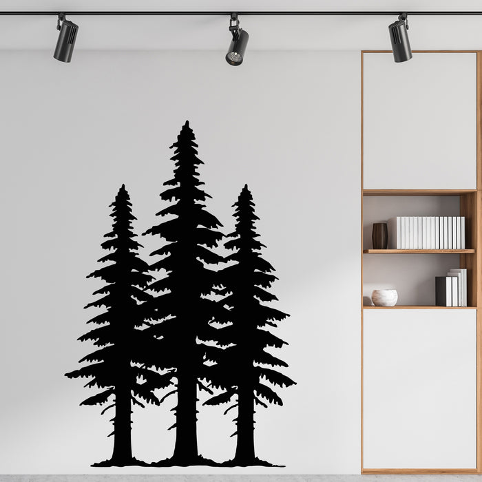Vinyl Wall Decal Forest Pine Trees Silhouette Nature Spruce Christmas Tree Stickers Mural (g8876)