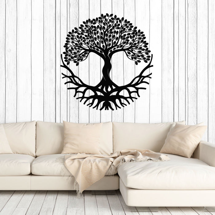 Vinyl Wall Decal Circle Tree Of Life Symbol Roots Branches Stickers Mural (g8604)