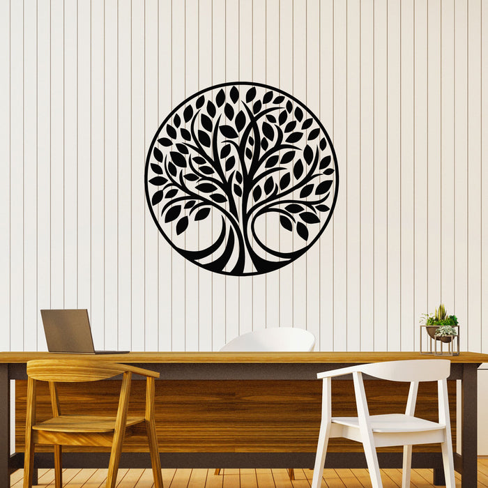 Vinyl Wall Decal Tree With Roots And Leaves Natural Health Emblem Stickers Mural (g8615)