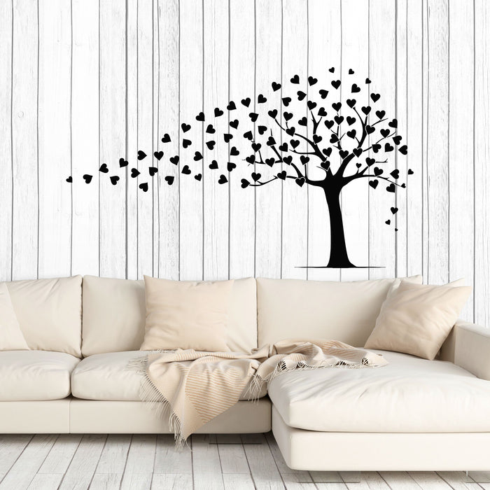Vinyl Wall Decal Tree With Leaves Hearts Patterns Romance Stickers Mural (g8764)