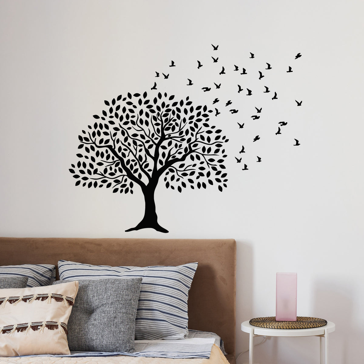 Vinyl Wall Decal Tree Branches Leaves Birds Flying Patterns House Inte ...