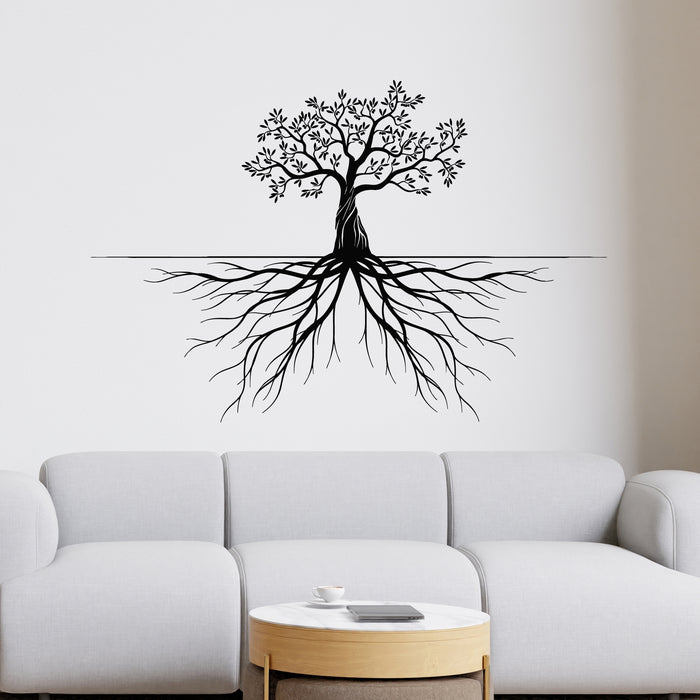 Vinyl Wall Decal Green Olive Tree With Leaves Roots Decor Stickers Mural (g8926)