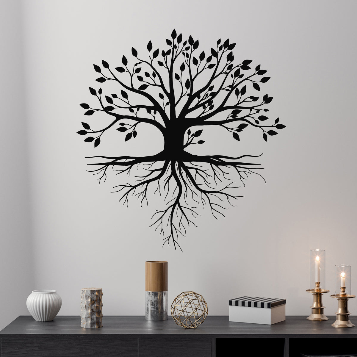 Vinyl Wall Decal Tree Life Root With Leaves Branches With Leaf Sticker ...