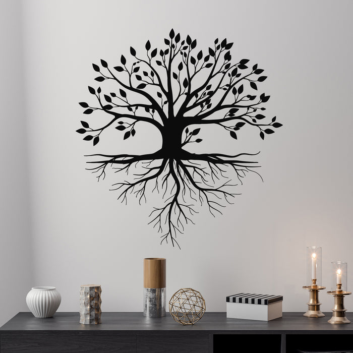 Vinyl Wall Decal Tree Life Root With Leaves Branches With Leaf Stickers Mural (g9309)