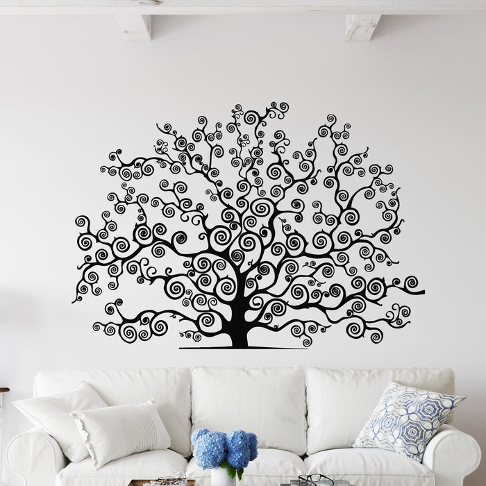 Vinyl Wall Decal Tree With Curved Branches Forest Nature Interior Stickers Mural (g9736)