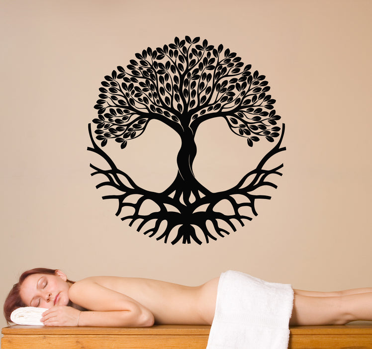 Vinyl Wall Decal Circle Tree Of Life Symbol Roots Branches Stickers Mural (g8604)