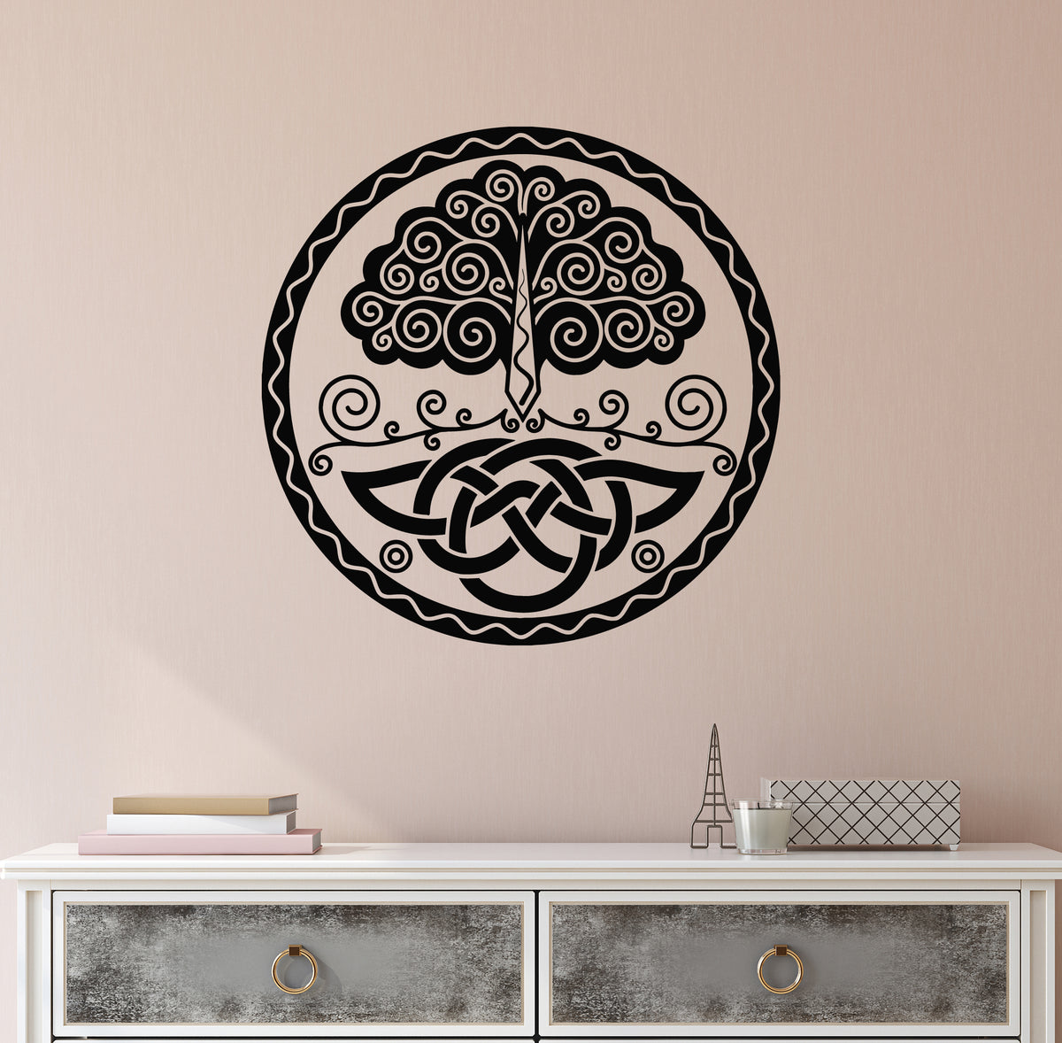 Vinyl Wall Decal Tree of Life Celtic Motifs Tree of Wisdom Stickers Mu