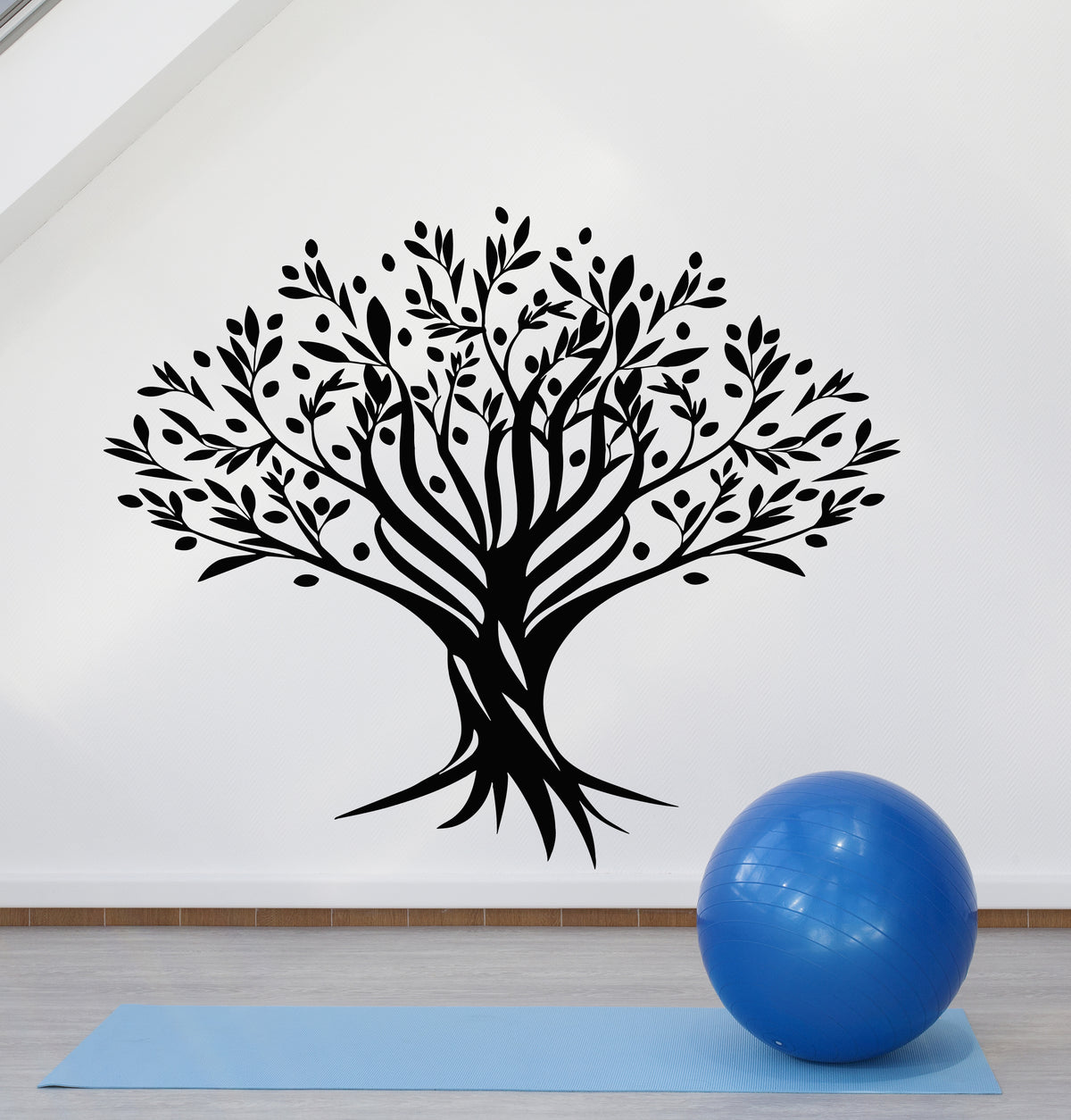 Vinyl Wall Decal Olive Tree Branche Roots Leaves Forest Decor Stickers ...
