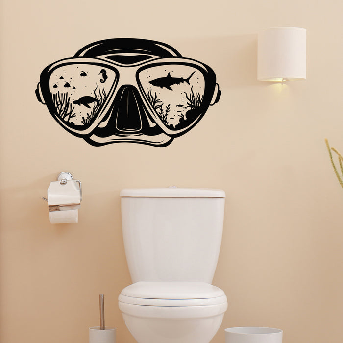 Vinyl Wall Decal Scuba Mask Icon Travel Island Scuba Diving Stickers Mural (g9010)