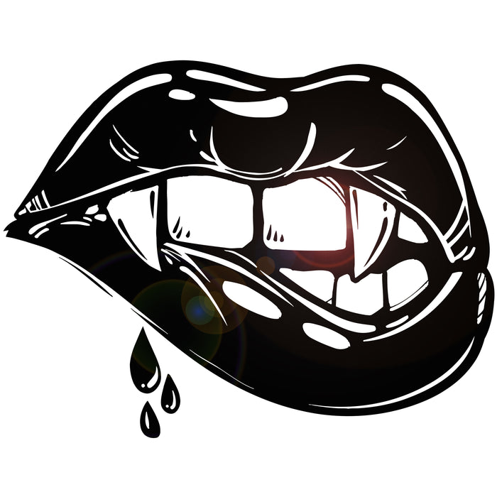 Vinyl Wall Decal Sexy Lips Vampire Fangs Girl Fantasy Halloween Stickers Unique Gift (859ig)