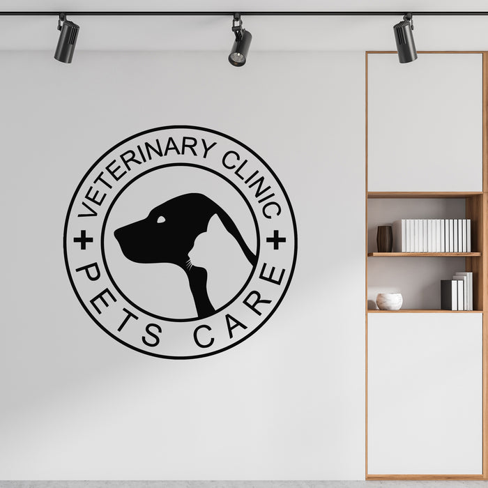 Vinyl Wall Decal Veterinary Care Cente Pet Hospital Dog Head Stickers Mural (L034)