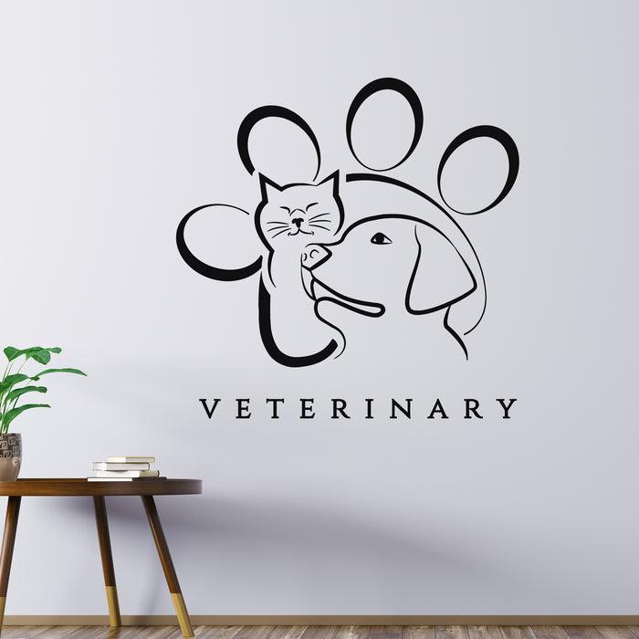Vinyl Wall Decal Veterinary Clinic Pets Care Animals Dog Cat Love Stickers Mural (g9510)