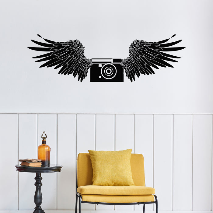 Vinyl Wall Decal Photo Camera Wings Photographer Room Art Stickers Unique Gift (ig4666)