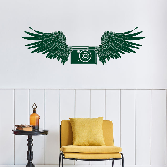 Vinyl Wall Decal Photo Camera Wings Photographer Room Art Stickers Unique Gift (ig4666)