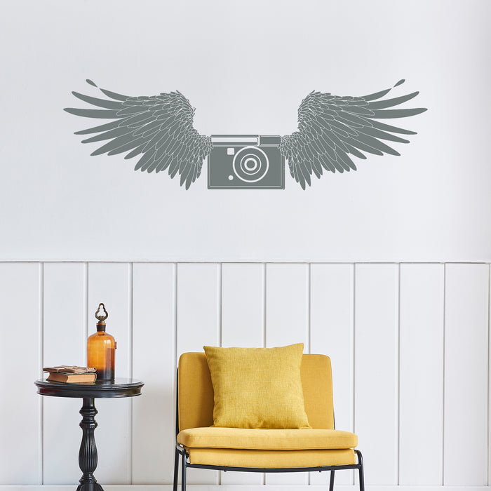 Vinyl Wall Decal Photo Camera Wings Photographer Room Art Stickers Unique Gift (ig4666)