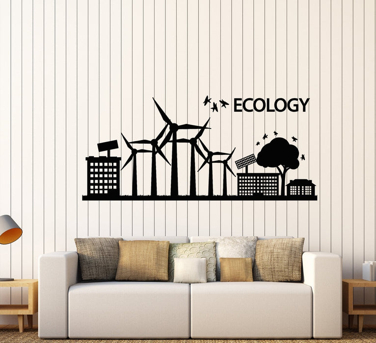 Sale Vinyl Wall Decal Ecology Logo Solar Panels Environment Protection of Nature Sticker 2567ig S 10.3 in X 22.5 in Black