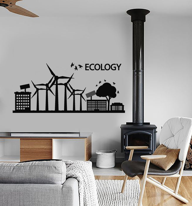 Sale Vinyl Wall Decal Ecology Logo Solar Panels Environment Protection of Nature Sticker 2567ig S 10.3 in X 22.5 in Black