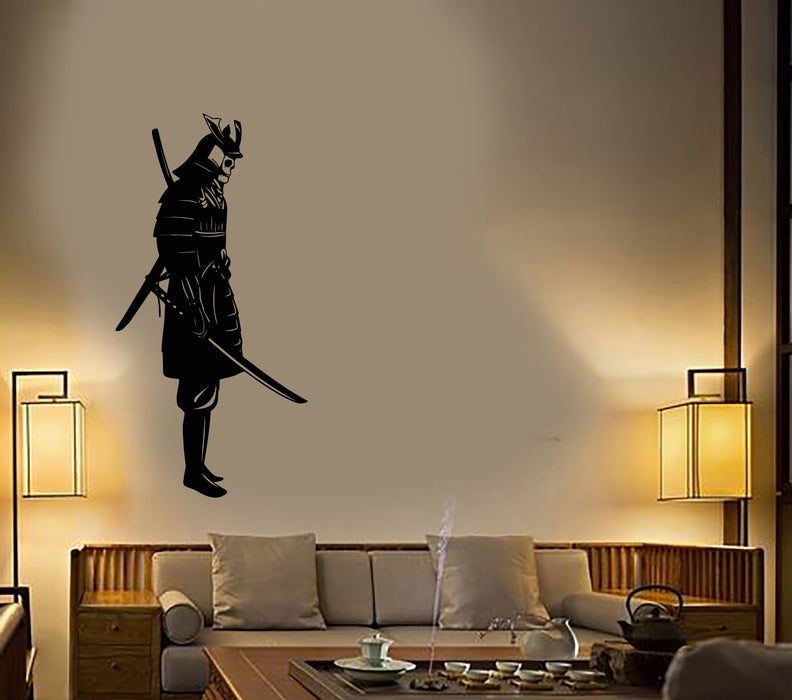 Sale Japanese Asian Samurai Mask Vinyl Wall Decal Sticker (3938ig) L 23.15 in X 45 in