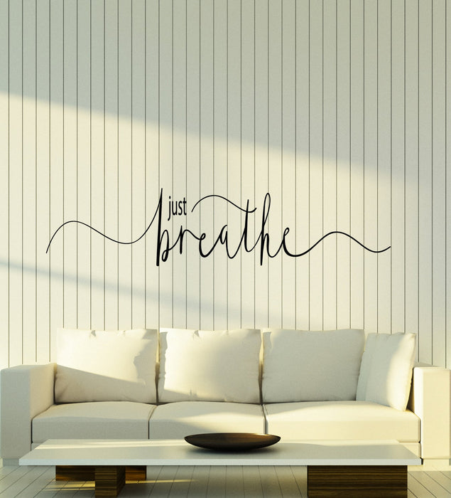 Sale Just Breathe Quote Yoga Meditation Vinyl Wall Decal Sticker (4098ig) L 10.3 in X 45 in