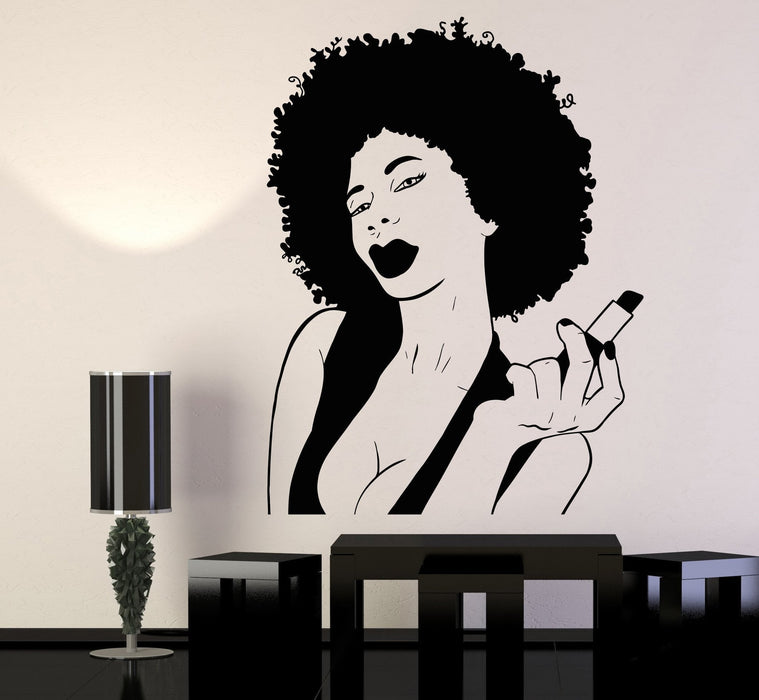 Sale Vinyl Wall Decal African Woman Black Lady Lips Pomade Makeup Sticker Unique Gift 1193ig S 11 in X 14.7 in