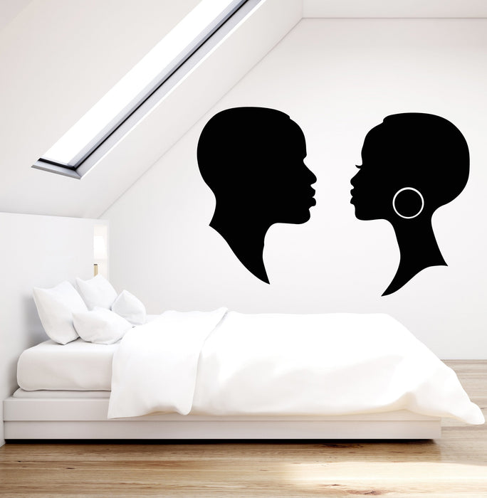 Sale Romantic Couple African Mister and Missis Man Woman Hair Salon Vinyl Wall Decal Sticker (2317ig) M 22.5 in X 32 in