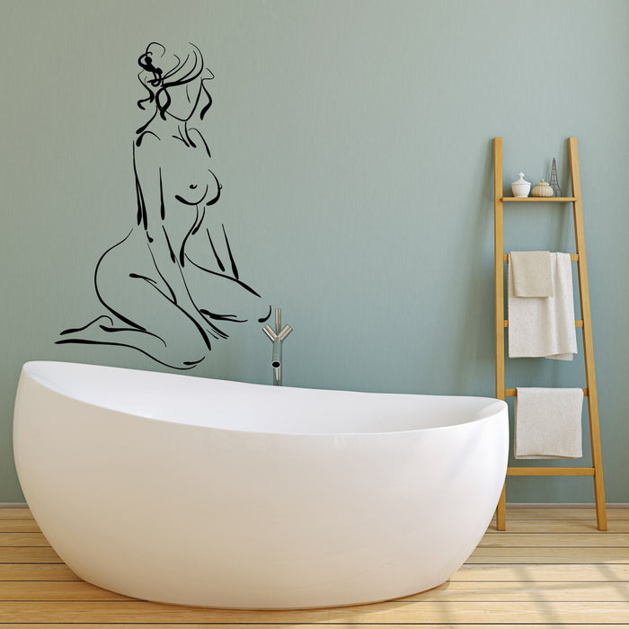 Sale Vinyl Wall Decal Abstract Erotic Naked Girl Woman for Bathroom Bedroom Sticker 2932ig S 11 in X 16.65 in Black