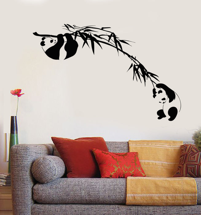 Sale Vinyl Wall Decal Branch Bamboo Tree Panda Asian Animal Sticker Unique Gift 2066ig S 11 in X 18.4 in Black