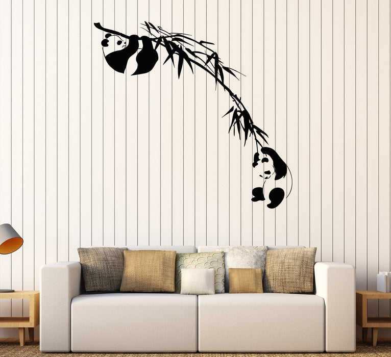 Sale Vinyl Wall Decal Branch Bamboo Tree Panda Asian Animal Sticker Unique Gift 2066ig S 11 in X 18.4 in Black