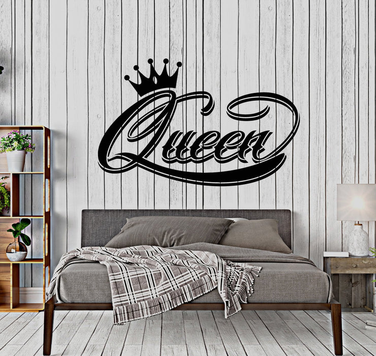 Sale Vinyl Wall Decal Queen Word Crown Sticker (2050ig) L 28.3 in X 45 in