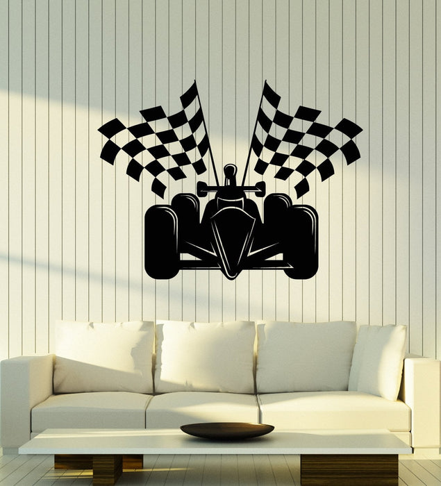 Sale Vinyl Wall Decal Auto Racing Formula 1 Car Racing Flags Sticker 2541ig S 11 in X 14.7 in Black