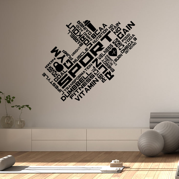 Vinyl Wall Decal Gym Words Healthy Lifestyle Fitness Sports Stickers Unique Gift (ig3685)