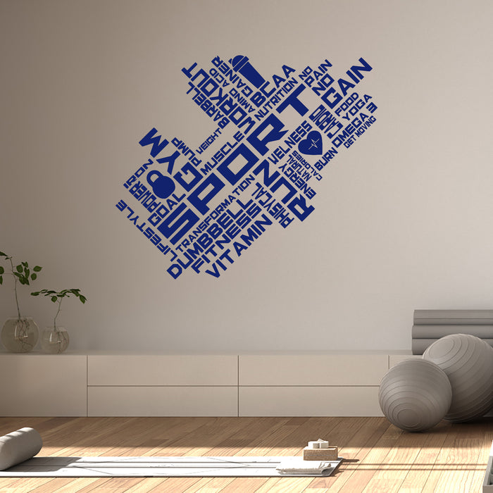 Vinyl Wall Decal Gym Words Healthy Lifestyle Fitness Sports Stickers Unique Gift (ig3685)