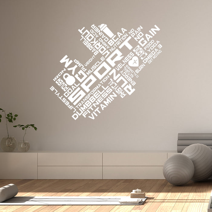 Vinyl Wall Decal Gym Words Healthy Lifestyle Fitness Sports Stickers Unique Gift (ig3685)