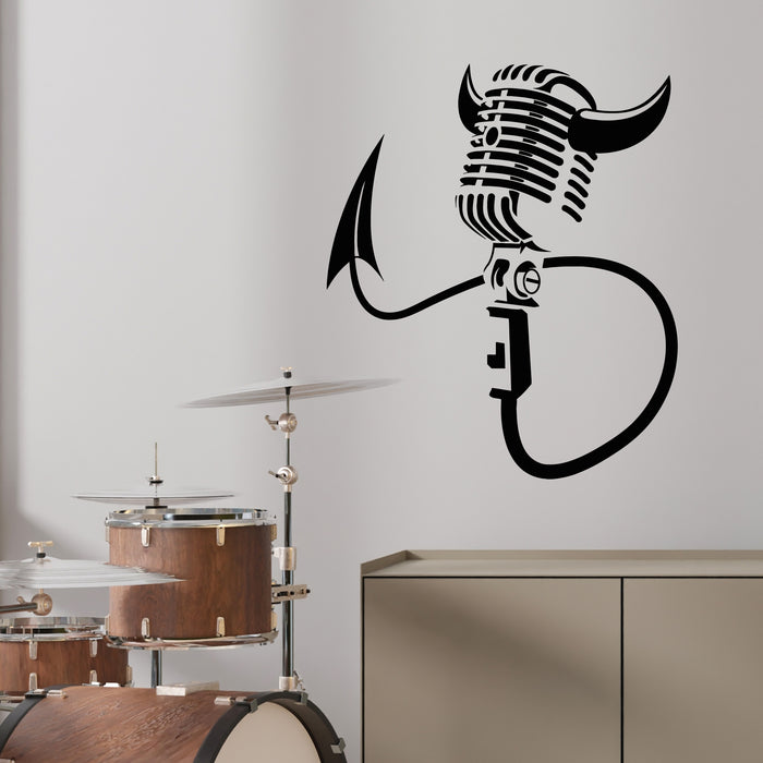 Vinyl Wall Decal Rock Roll Devil Microphone Mosic Karaoke Vocal Stickers Mural (L137)