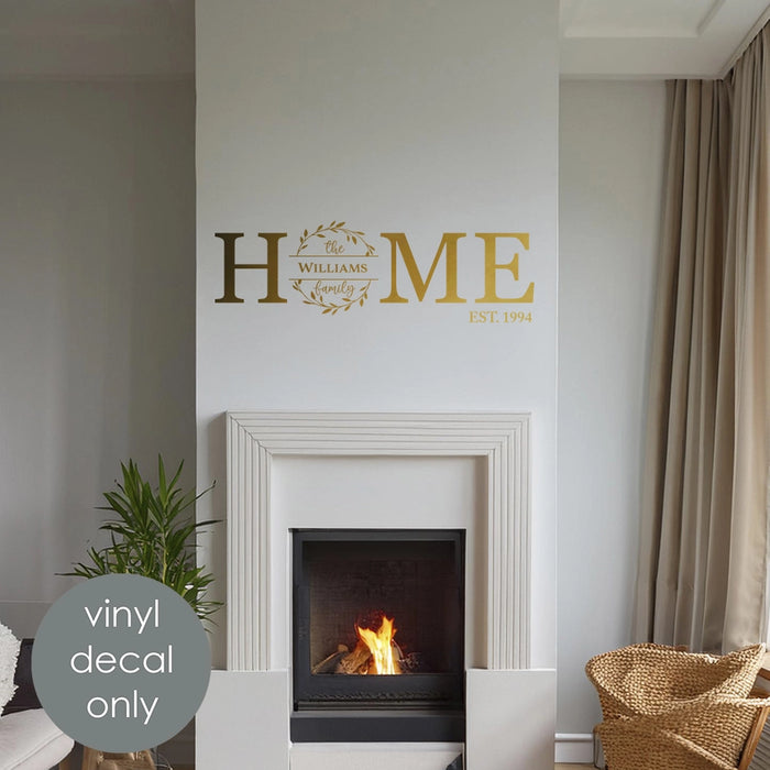 Персонализированная виниловая наклейка для дома – индивидуальная фамилия и предполагаемый год наклейка на стену венок w047