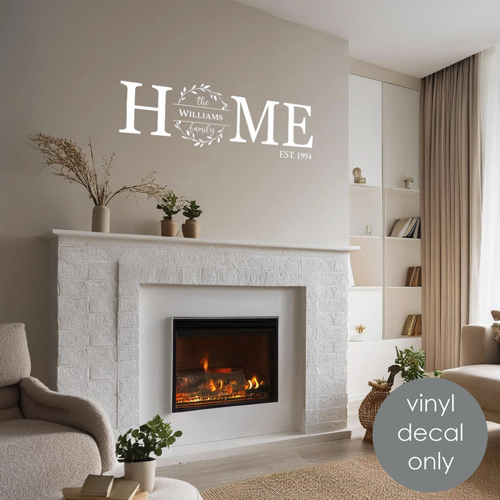 Персонализированная виниловая наклейка для дома – индивидуальная фамилия и предполагаемый год наклейка на стену венок w047