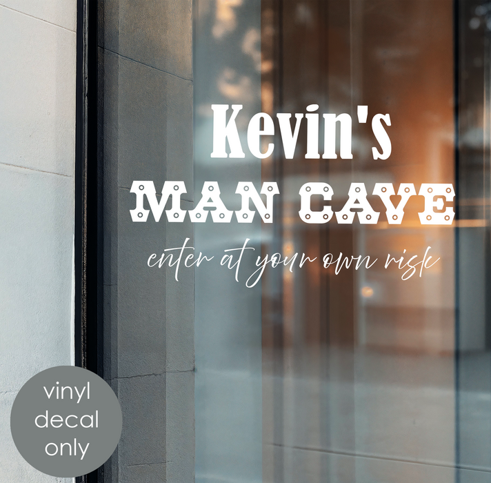 Autocollant mural en vinyle personnalisé avec chaîne de nom pour homme des cavernes – Décoration personnalisée en métal et de style industriel w034