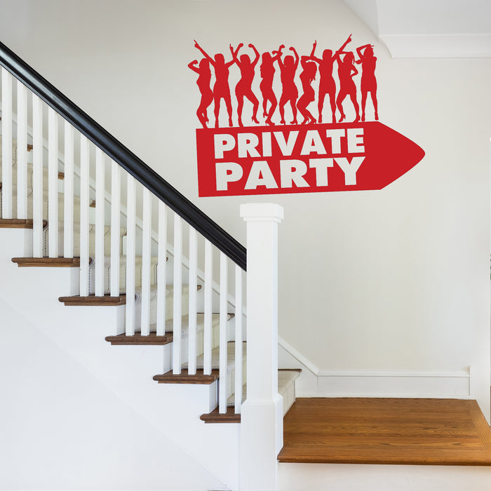Виниловая наклейка на стену ночного клуба Танцующие девушки Креативная идея Комната подростка Частная вечеринка Стрелка Указатель Декор (4494ig)
