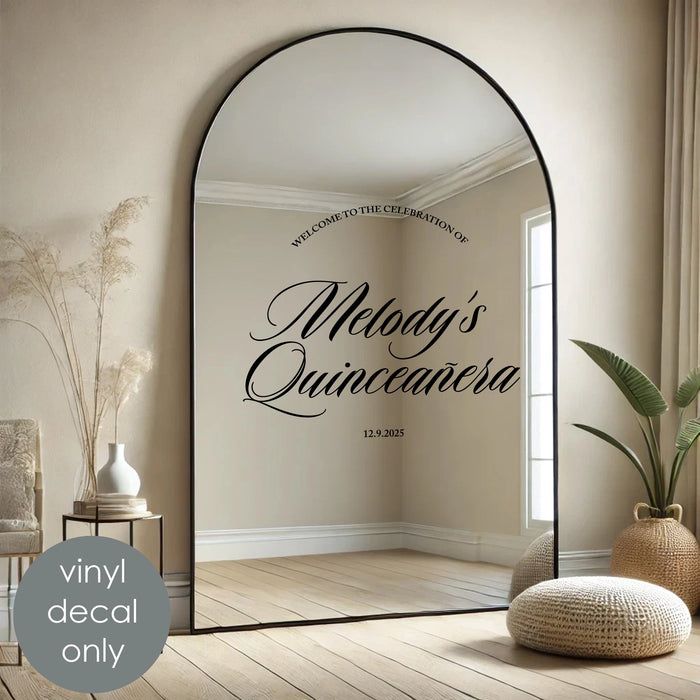 Bienvenue à la célébration de la Quinceañera Autocollant personnalisé – Autocollant en vinyle personnalisé avec nom et date w017