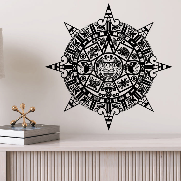 Aztec Calendar Vinyl Wall Decal Mexico Sun Stone History Stickers Mura ...