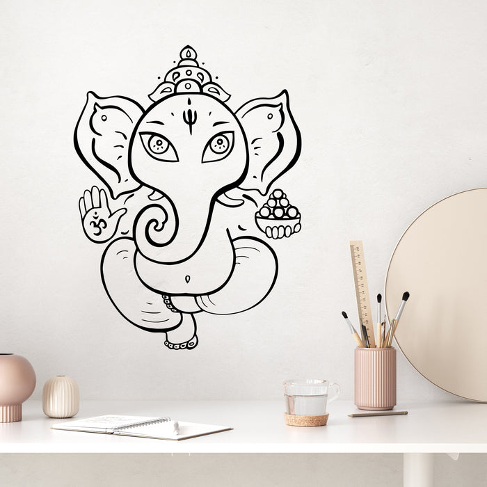 Vinyl Wall Decal Ganesha God Hindu India Elephant Stickers Mural Unique Gift (ig3088)