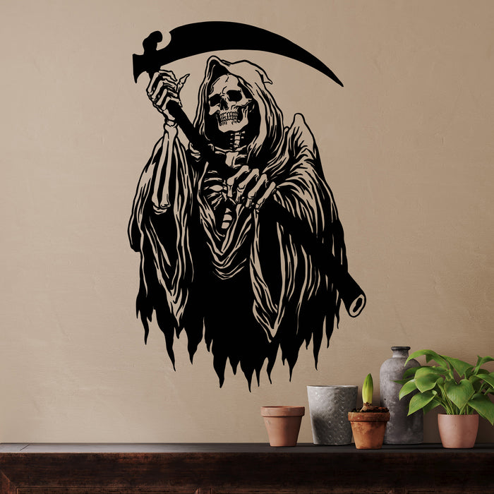 Grim Reaper Death Skull Vinyl Decal Sticker - 3 Sizes Available, Indoor/Outdoor Use, Made In USA